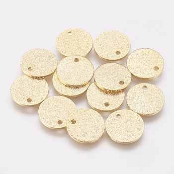 Brass Charms, Nickel Free, Real 18K Gold Plated, Flat Round, 12x1mm, Hole: 1mm