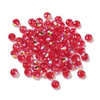 Electroplate Glass Beads, Rondelle, Crimson, 6x4mm, Hole: 1.4mm, 100pcs/bag