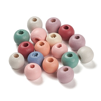 Spray Painted Natural Maple Wood Beads, Round, Mixed Color, 10x9mm, Hole: 3mm, about 2000pcs/500g