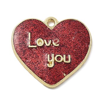 Alloy Pendants, with Enamel, Valentine's Day, Heart, 22x24x2mm, Hole: 1.8mm