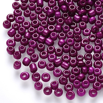 8/0 Baking Paint Glass Round Seed Beads, Medium Violet Red, 3~3.5x2mm, Hole: 1~1.2mm, about 10000pcs/pound