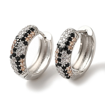 Rack Plating Brass Micro Pave Cubic Zirconia Hoop Earrings, Cadmium Free & Lead Free, Long-Lasting Plated, Platinum, 20x6mm