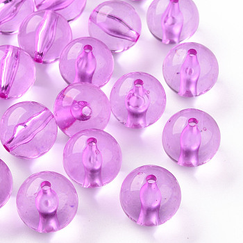Transparent Acrylic Beads, Round, Violet, 20x19mm, Hole: 3mm, about 111pcs/500g