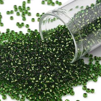 TOHO Round Seed Beads, Japanese Seed Beads, (742) Copper Lined Peridot, 11/0, 2.2mm, Hole: 0.8mm, about 1110pcs/10g
