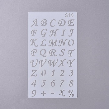 Plastic Drawing Stencil, For DIY Scrapbooking, Alphabet Letter A~Z & Number 0~9 Pattern, White, 178x102x0.4mm