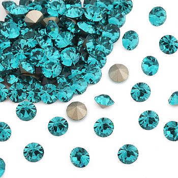 Preciosa&reg MAXIMA Crystal Round Stones, Czech Crystal, Dura Foiling, Round(431 11 615 Chaton), 60230 Blue Zircon, SS10/PP21(2.7~2.9mm)