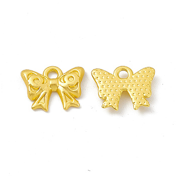 Rack Plating Alloy Charms, Cadmium Free & Lead Free & Nickle Free, Bowknot, Matte Gold Color, 10x13x2mm, Hole: 1.6mm