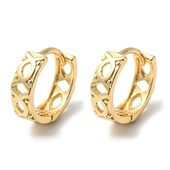 Brass Hollow Hoop Earrings, Golden, 13x14x4mm