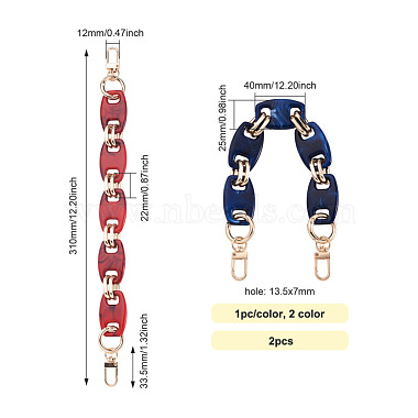 Givenny-EU 2Pcs 2 Colors Acrylic Curb Chain Bag Strap(FIND-GN0001-29)-3