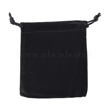 Bolsas de la joya de terciopelo con forma de rectángulo negro con cordón(X-TP010-2)-3