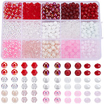 750Pcs 15 Styles Valentine's Day DIY Beads Kits, Including Acrylic Beads, Glass Beads, Pink, 6~6.5x5~6mm, Hole: 1~1.8mm, 50pcs/style(DIY-SP0006-64A)