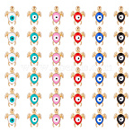 60Pcs 6 Colors Golden Tone Alloy Enamel Beads, Tortoise with Evil Eye, Mixed Color, 8x7.5x4mm, Hole: 1mm, 10pcs/color(ENAM-AR0001-53)