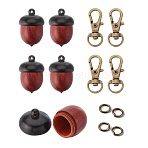 DIY Keychain Making Kit, Including Wooden Acorn Box Pendants, Brass Jump Rings, Alloy Swivel Lobster Claw Clasps, Brown, 20Pcs/bag(DIY-SC0023-88)