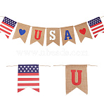 1Pc Word USA Linen Hanging Banners Flags, for Party Decorations, Colorful, 955mm(AJEW-SP0001-61)