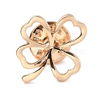 Hollow Clover Zinc Alloy Brooch for Women Dress Shawl, Light Gold, 21x17x12mm, Pin: 1.2mm(JEWB-P010-02)