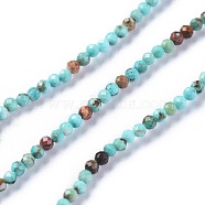 Natural Howlite Beads Strands, Dyed, Faceted, Round, Aqua, 2~2.5mm, Hole: 0.5mm, about 173pcs/strands, 15.35~15.75 inch(39~40cm)(X-TURQ-F017-01A)