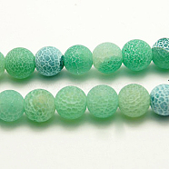 Natural Crackle Agate Beads Strands, Dyed, Round, Grade A, Green, 6mm, Hole: 1mm, about 63pcs/strand, 15.5(G-G055-6mm-4)