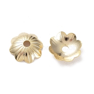 Brass Bead Caps, Cadmium Free & Lead Free, Flower, Real 24K Gold Plated, 8x8x2mm, Hole: 1.6mm(KK-R149-14A-G)