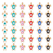 60Pcs 6 Colors Golden Tone Alloy Enamel Beads, Tortoise with Evil Eye, Mixed Color, 8x7.5x4mm, Hole: 1mm, 10pcs/color(ENAM-AR0001-53)