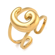 304 Stainless Steel Finger Ring, Real 18K Gold Plated Cuff Ring, Letter G, Inner Diameter: 18mm, Letter: 14~15x6.5~19mm(RJEW-L125-02G-07)