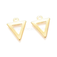 304 Stainless Steel Charms, Triangle, Real 24k Gold Plated, 12x9.5x0.5mm, Hole: 1mm(STAS-I123-18G)