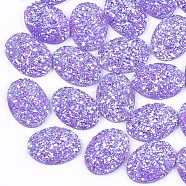 Electroplate Druzy Resin Cabochons, Oval, Lilac, 17.5x13x4.5mm(CRES-T012-08D)
