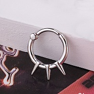 316L Stainless Steel Micro Pave Cubic Zirconia Hoop Nose Rings, Cone, Inner Diameter: 10mm, Pin: 1.2mm(WG5D603-22)