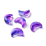 Transparent Spray Painted Glass Beads, Crescent Moon, Blue Violet, 14x9.5x5mm, Hole: 1mm(GLAA-I050-04E)