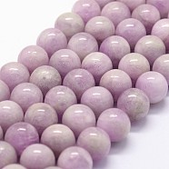 Natural Kunzite Beads Strands, Spodumene Beads, Grade AAA, Round, 10mm, Hole: 1mm; about 37pcs/strand, 15.5inches(G-K285-01-10mm)
