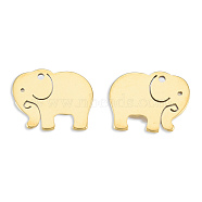Ion Plating(IP) 201 Stainless Steel Charms, Elephant, Real 18K Gold Plated, 12x15x1mm, Hole: 1.2mm(STAS-N098-126LG)