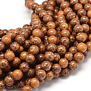 Natural Elephant Skin Jasper/Miriam Stone/Calligraphy Stone Bead Strands, Round, 10mm, Hole: 1mm, about 40pcs/strand, 15.7 inch(G-P075-20-10mm)