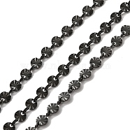304 Stainless Steel Flower Link Chains, with Spool, Unwelded, Electrophoresis Black, 6x4x0.6mm, about 32.81 Feet(10m)/Roll(STAS-B041-08EB)