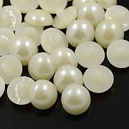 Acrylic Shank Buttons, 1-Hole, Dyed, Spray Painted, Half Round/Dome, White, 12x4mm, Hole: 2mm(BUTT-E032-A-01)