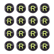 Black Craft Acrylic Beads, Round with Mixed Color Letter, 7~8mm, Hole: 1.5mm(SACR-TAG0001-02)
