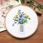 Flower Pattern DIY Embroidery Starter Kits, including Embroidery Fabric & Thread, Needle, Instruction Sheet, Colorful, 290x290mm(DIY-P077-099)