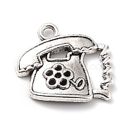 Tibetan Style Alloy Telephone Charms, Antique Silver, 17x18x2.5mm, Hole: 1.8mm(FIND-Z003-01AS)
