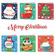 DIY Merry Christmas Greeting Card Diamond Painting Kit, Including Resin Rhinestones Bag, Diamond Sticky Pen, Tray Plate and Glue Clay, Colorful, 150x300mm, 6Pcs/set(XMAS-PW0001-126)