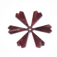 Cellulose Acetate(Resin) Pendants, Heart, Brown, 28.5x13x2~2.5mm, Hole: 1.2mm(KY-S158-11E)