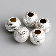 Brass Spacer Beads, Long-Lasting Plated, Round, 925 Sterling Silver Plated, 4x3.5mm, Hole: 1.5mm(X-KK-O133-205-S)
