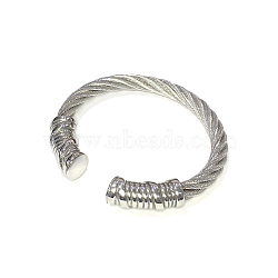 304 Stainless Steel Cuff Bangles, Antique Silver, 2-3/8 inch(59x60mm)(BJEW-F274-03AS)