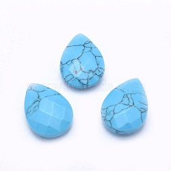 Synthetic Turquoise Cabochons, Faceted, teardrop, 17~18x12.5x4.5~6mm(X-G-P384-D04)