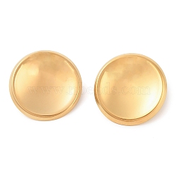 304 Stainless Steel Stud Earrings, Real 18K Gold Plated, Flat Round, 33mm(EJEW-Z063-01G-02)