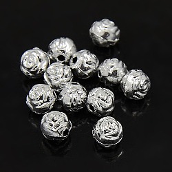 Plating Plastic Acrylic Flower Rose Beads, Silver Plated, 8mm, Hole: 1.5mm, about 1800pcs/pound(PACR-L005-8mm-01S)