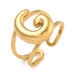 304 Stainless Steel Finger Ring, Real 18K Gold Plated Cuff Ring, Letter G, Inner Diameter: 18mm, Letter: 14~15x6.5~19mm(RJEW-L125-02G-07)