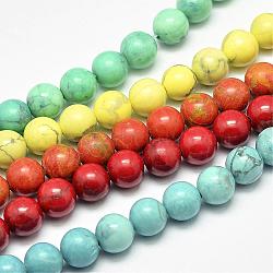 Natural Howlite Beads, Dyed, Round, Mixed Color, 8mm, Hole: 1mm, about 47pcs/strand, 15.5 inch(G-G904-8mm-M)
