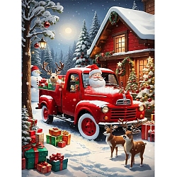 DIY Christmas Theme Diamond Painting Kits, Including, Resin Rhinestones, Diamond Sticky Pen, Tray Plate, Glue Clay, Car, 40x30x0.5mm(DIY-U002-02F)