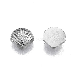 304 Stainless Steel Cabochons, Shell Shape, Stainless Steel Color, 7x7x2mm(STAS-N099-28)