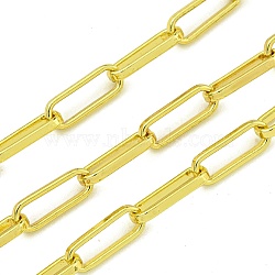 Brass Oval Link Chain, Unwelded, with Spool, Long-Lasting Plated, Cadmium Free & Lead Free, Real 18K Gold Plated, 10x3.5x1mm(CHC-G022-02G)