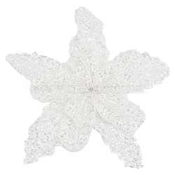 Plastic Imitation Pearl & Sequin Beading Appliques, Organza Flower Ornament Accessories, 290x300x18.5mm, 1pc/box(DIY-BC0012-60)