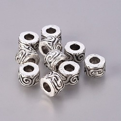 Tibetan Style Alloy European Beads, Large Hole Beads, Lead Free and Nickel Free and Cadmium Free, Column, Antique Silver, 11x7mm, Hole: 5mm(X-LF8237Y-NF)